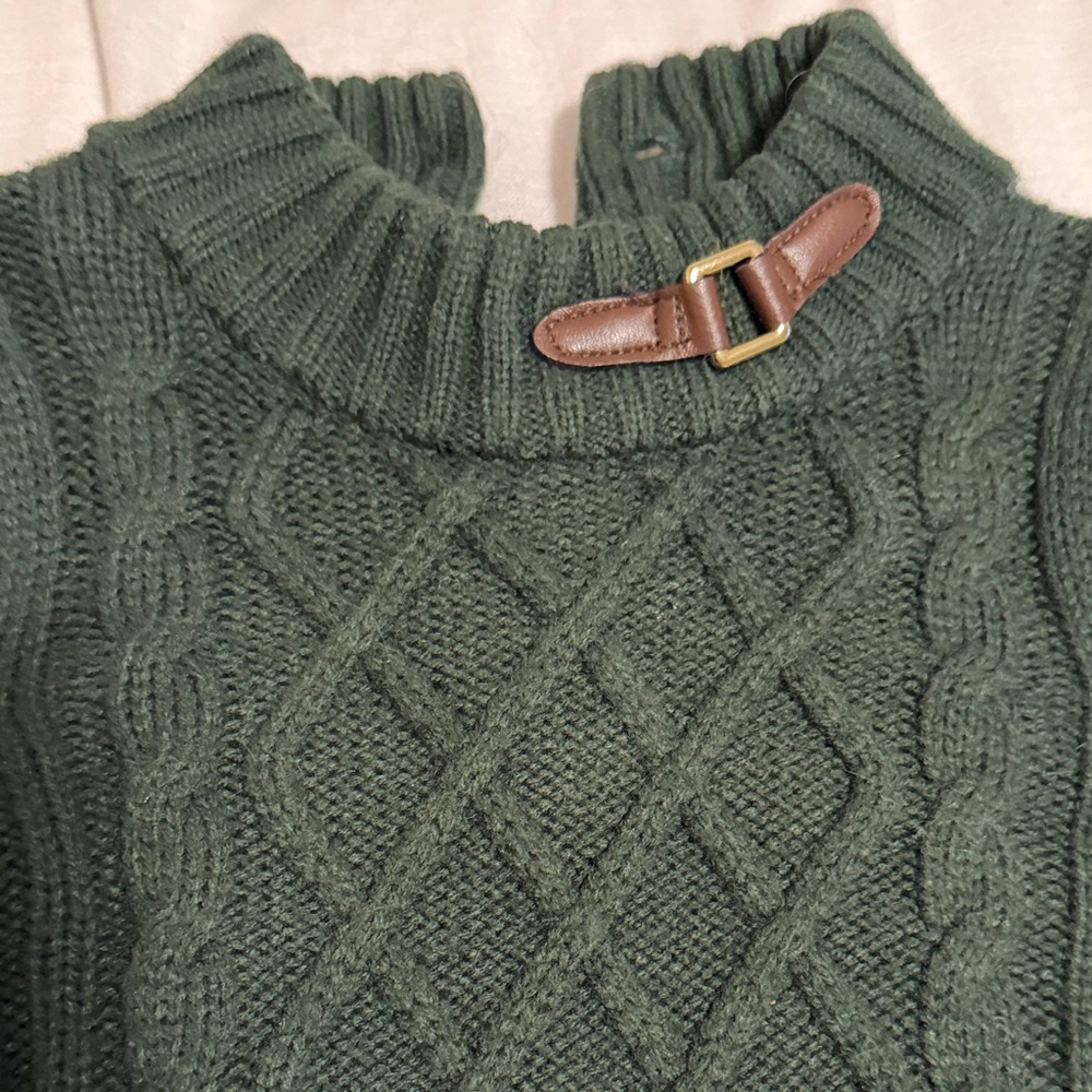 Janie and Jack Green Cable Knit Sweater with Buckle Accent